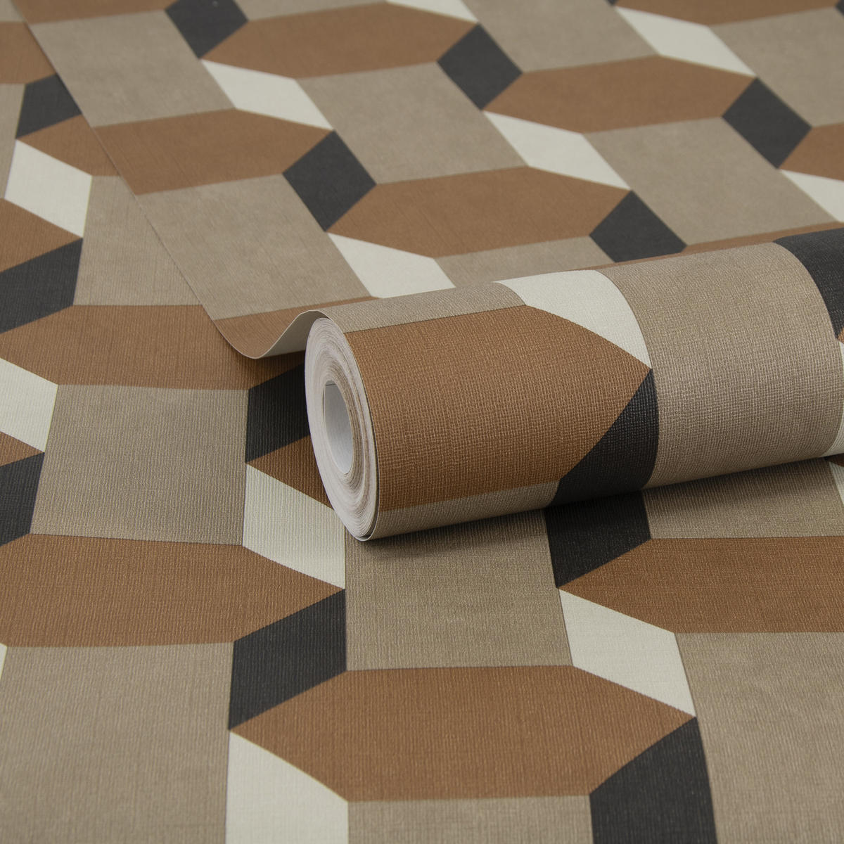 VLIESTAPETE - Vintage Geometrics Braun - Braun, Papier/Kunststoff (52/1000cm) - Sublime