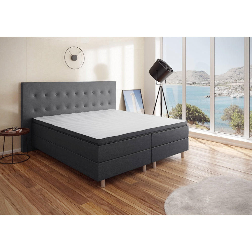 BOXBETT RIO Barcelona 5-Zonen mit Visco Topper H3 First Class Bett in verschiedenen Farben und Größen - Dunkelgrau, Holz/Holzwerkstoff (140/200cm) - Best For Home