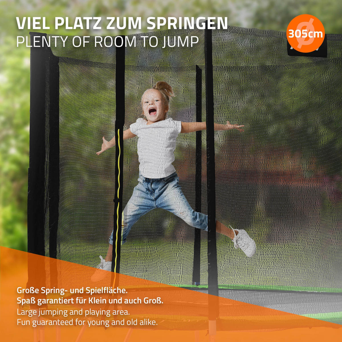 TRAMPOLIN 305 cm grün - Grün, Metall (305/256/305cm) - Hauki