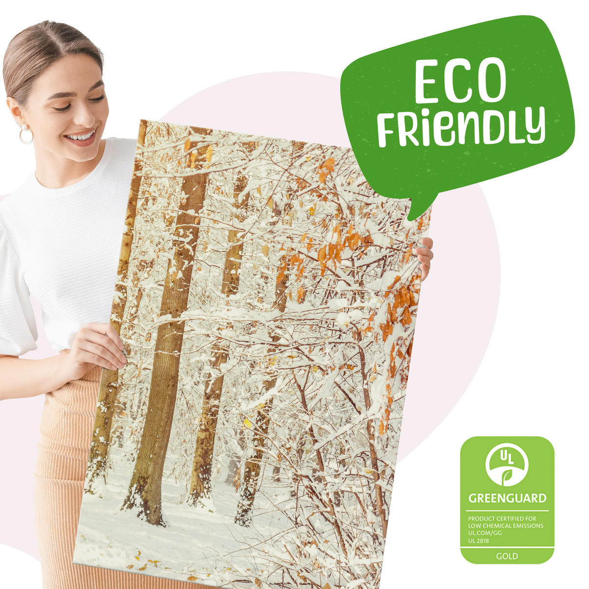 LEINWANDBILDER 3-es Set Wald Bäume 3D - Beige/Weiß, Textil (90/40cm) - Muralo