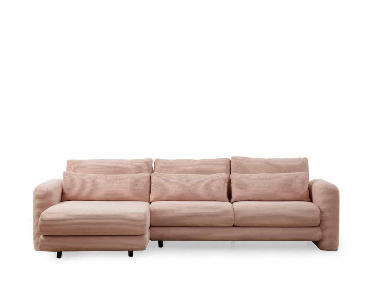 ECKSOFA mit losen Rückenkissen - Schwarz/Altrosa, Holz/Kunststoff (290/165cm) - myHomelando