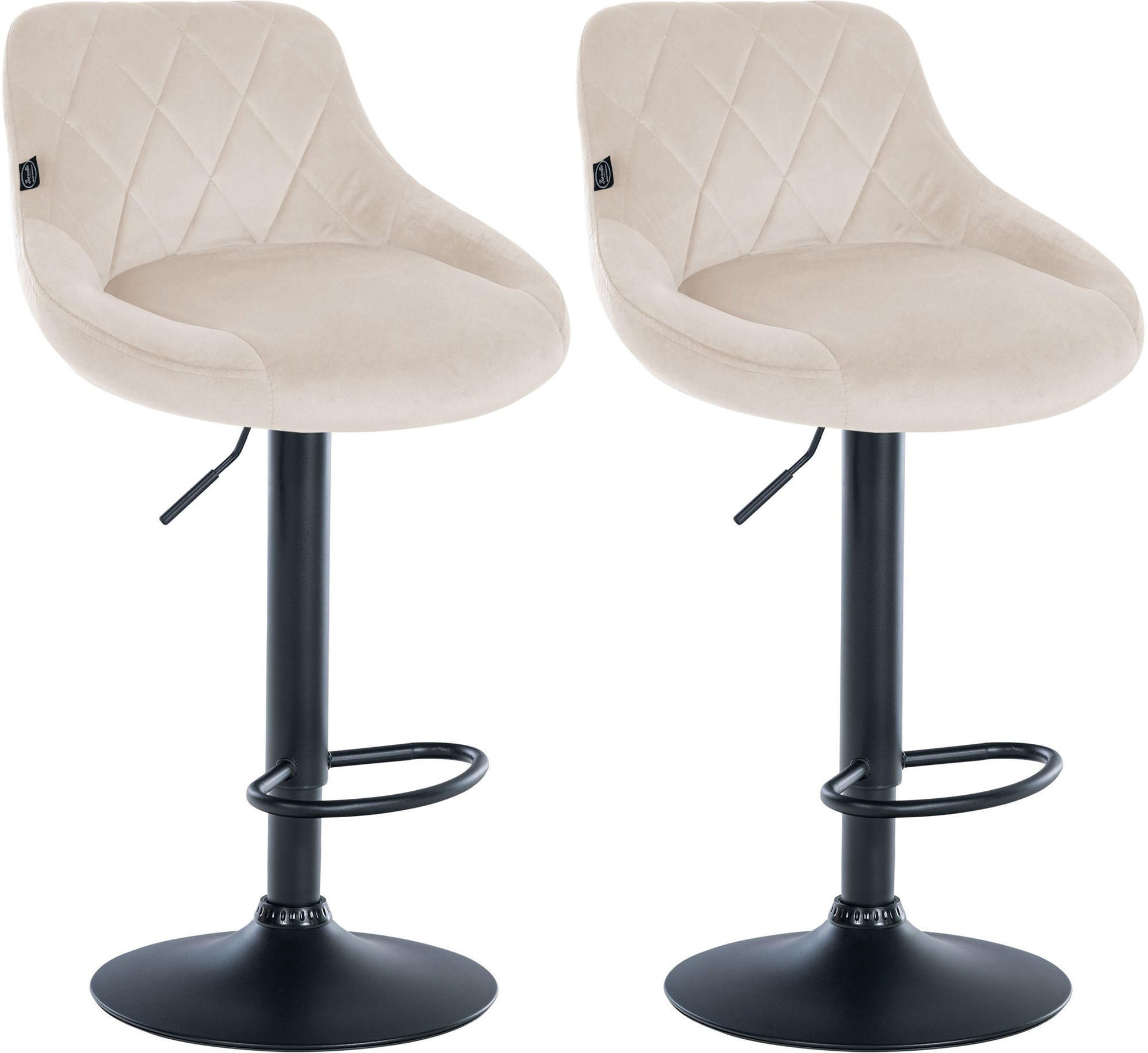 BARHOCKER 2er Set Samt creme - Creme/Schwarz, Textil/Metall (46/83/49cm) - CLP