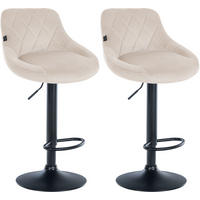 BARHOCKER 2er Set Samt creme - Creme/Schwarz, Textil/Metall (46/83/49cm) - CLP