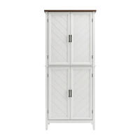 HIGHBOARD DE-38829 76/40/178,5 cm 4 Glastüren und 4 verstellbare Regale Weiß/Braun - Weiß, Holzwerkstoff (76/178.5/40cm) - ComfortXL