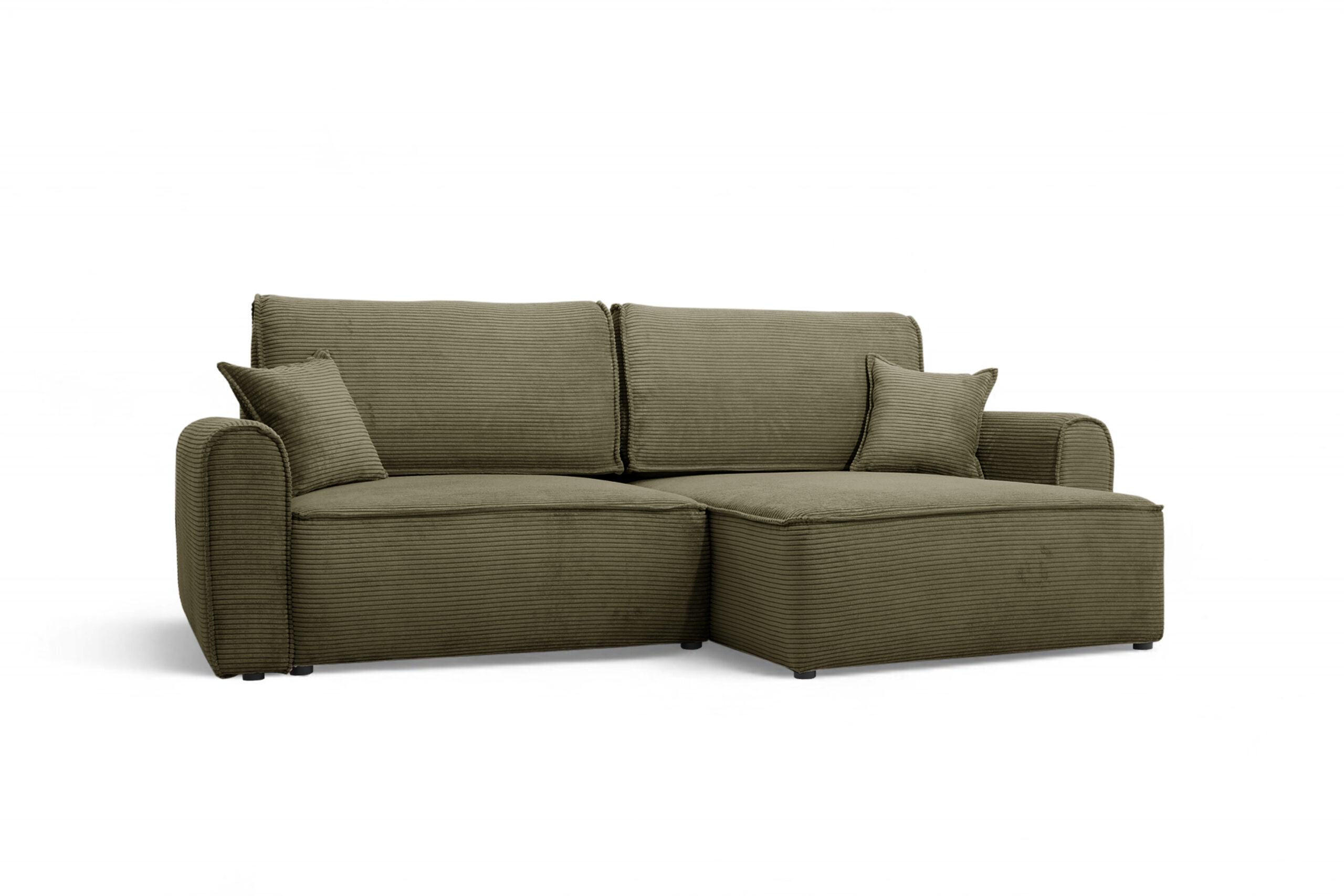 ECKSOFA mit Schlaffunktion Grün olive - Olivgrün, Textil (244/148cm) - Furnisell