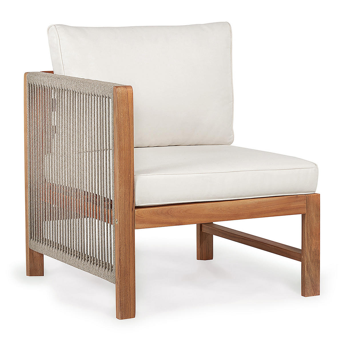 LOUNGEGRUPPE - 5-teilig - Akazie massiv / Polyester - Braun / Beige - Beige, Holz/Textil - home24