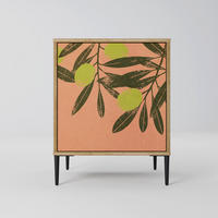 SIDEBOARD JUICY OLIVES, Eichefarben, 57,5x42x72,5 cm, Schwarze Metallfüße - Eichefarben/Multicolor, Holzwerkstoff/Metall (57.5/72.5/42cm) - SpaceRebels