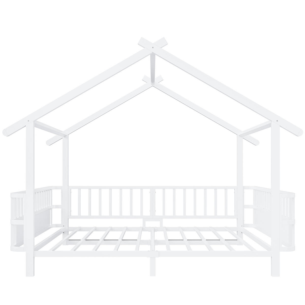 HAUSBETT 140x200 Metall Sicherheitsgitter Weiß - Weiß, Metall (140/200cm) - FLIEKS