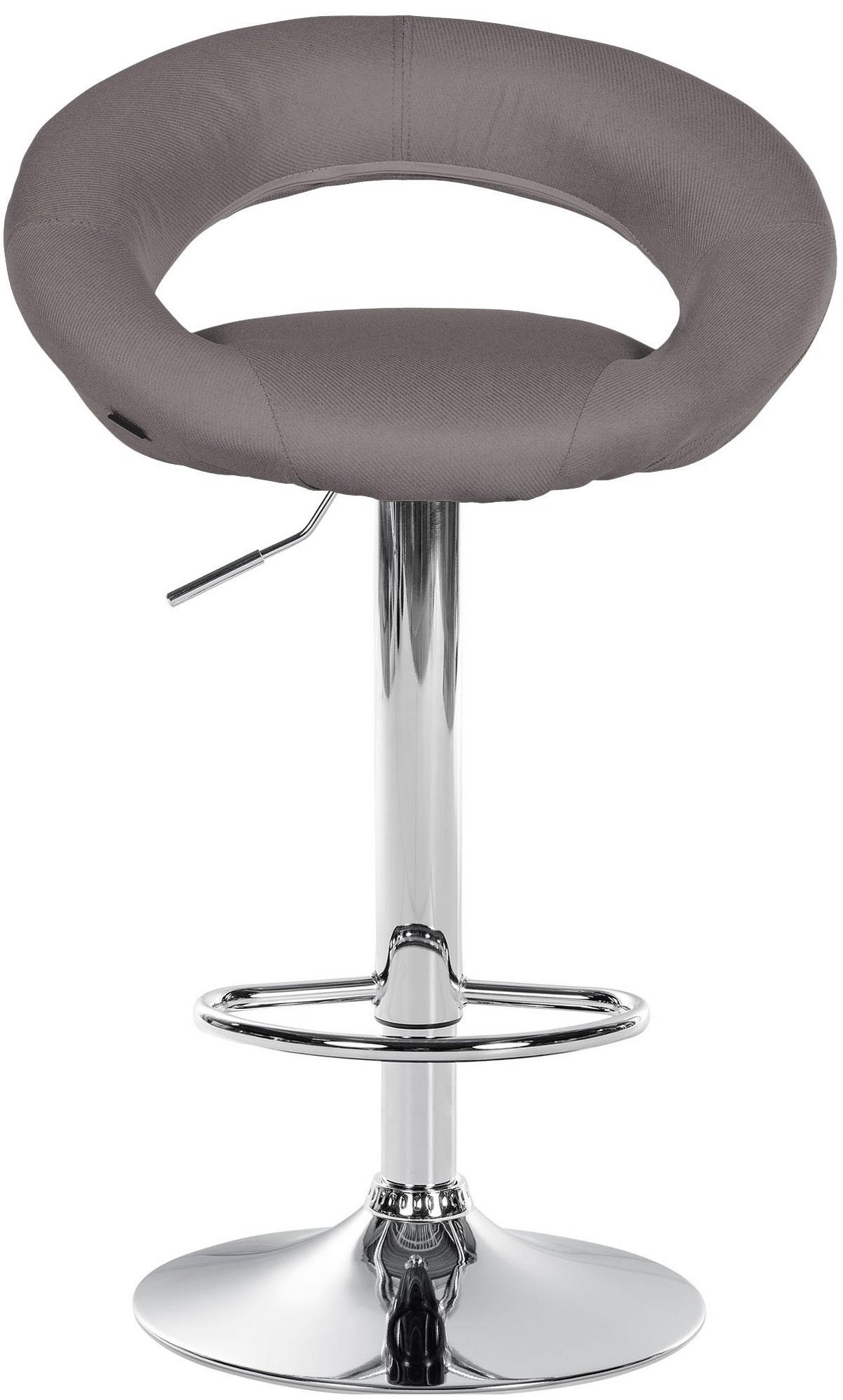 BARHOCKER Stoff grau - Chromfarben/Grau, Textil/Metall (52/77/47cm) - CLP
