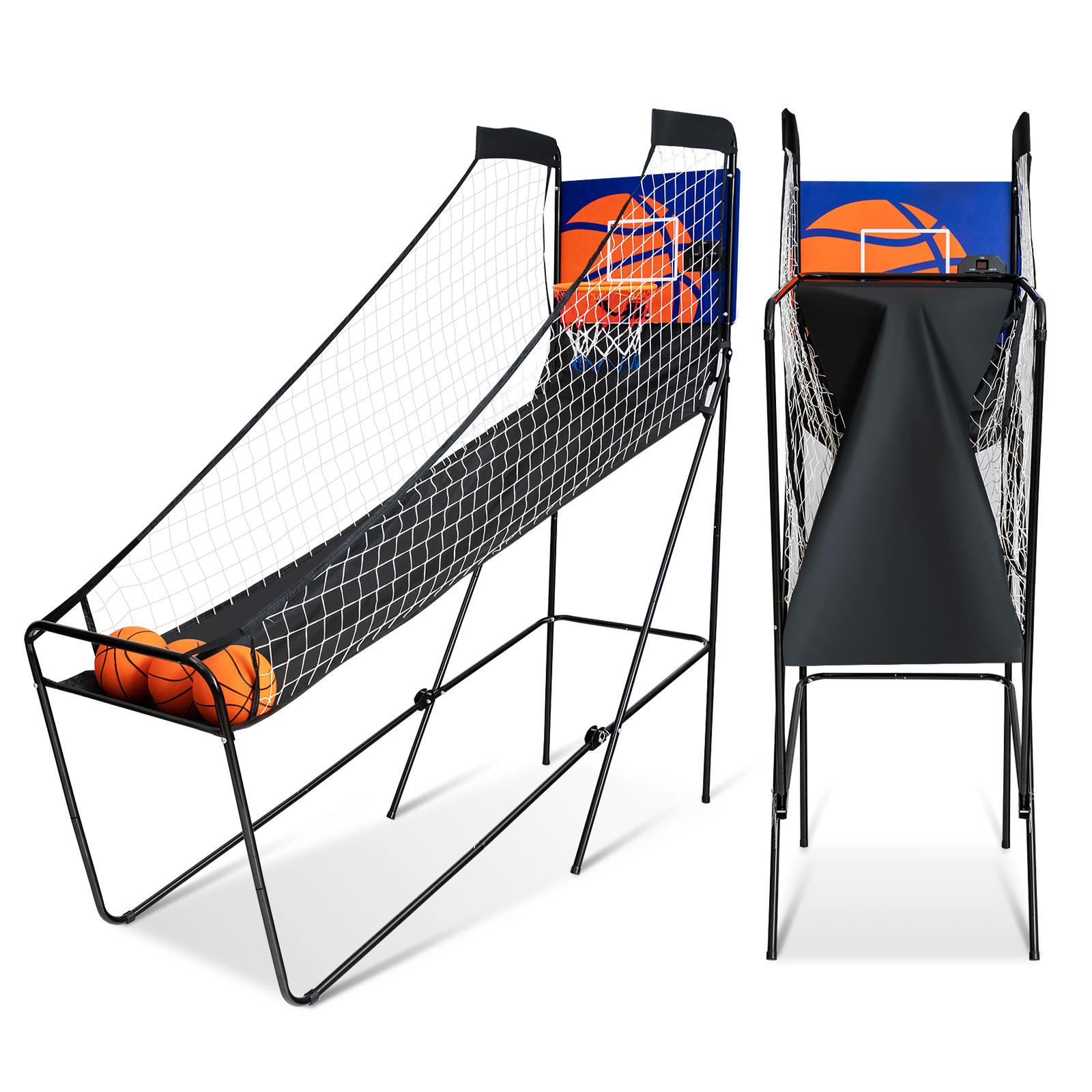 ARCADE-BASKETBALLSPIEL klappbar Schwarz - Schwarz, Metall (62/208cm) - COSTWAY