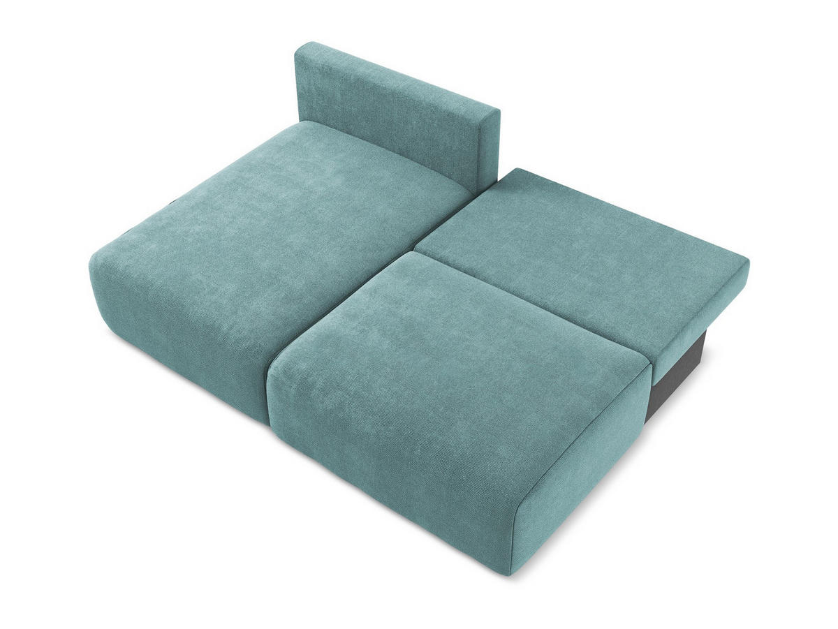 ECKSOFA mit Schlaffunktion links Chenille Stoff Blau - Blau/Beige, Kunststoff/Textil (149/210cm) - Makamii