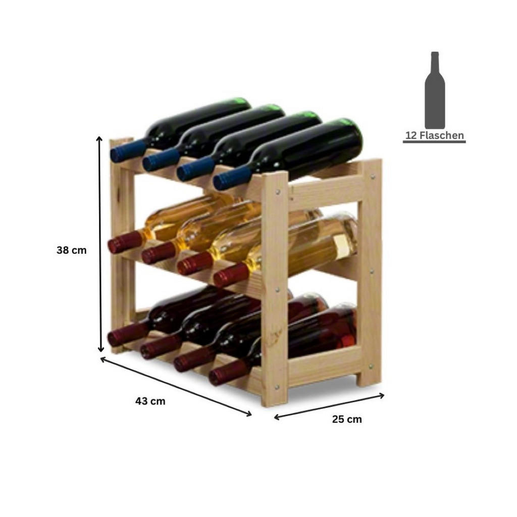 Thumbnail - Proregal Weinregal, Natur, Holz, Kiefer, Rechteckig, 43x38x25 cm, Wohnzimmer, Regale, Weinregale