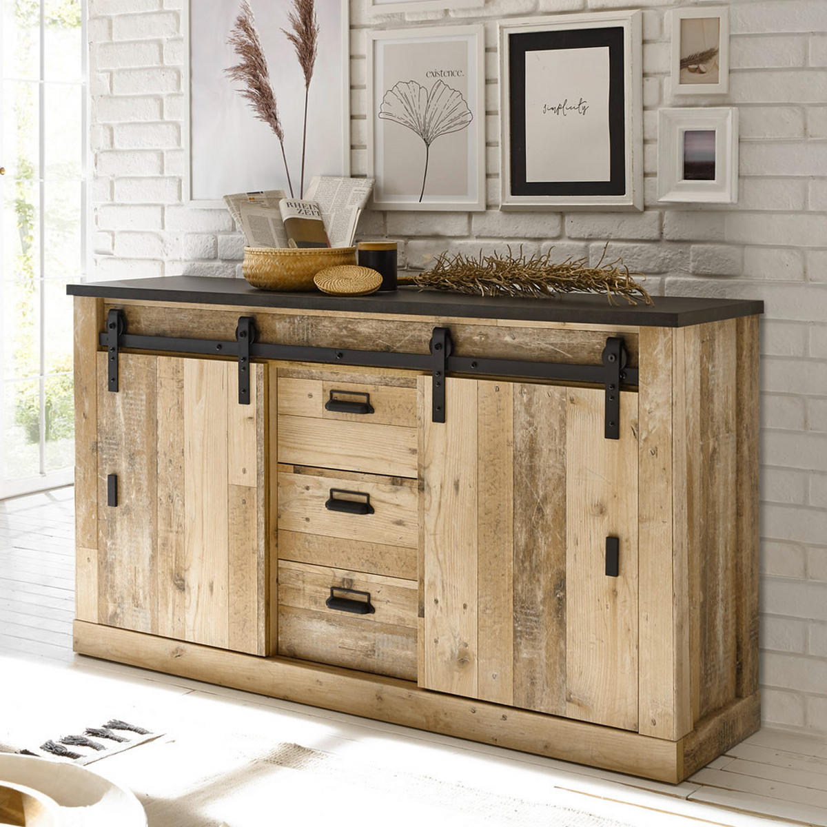 SIDEBOARD Shelton-61 - Braun, Holzwerkstoff (162/91/43cm) - Lomado