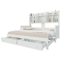 AUSZIEHBARES Schlafsofa aus Holz 90x190/180x190 cm Weiß mit Schubladen, LED-Beleuchtung und Steckdose - Weiß, Holz (90/190cm) - IVMEU