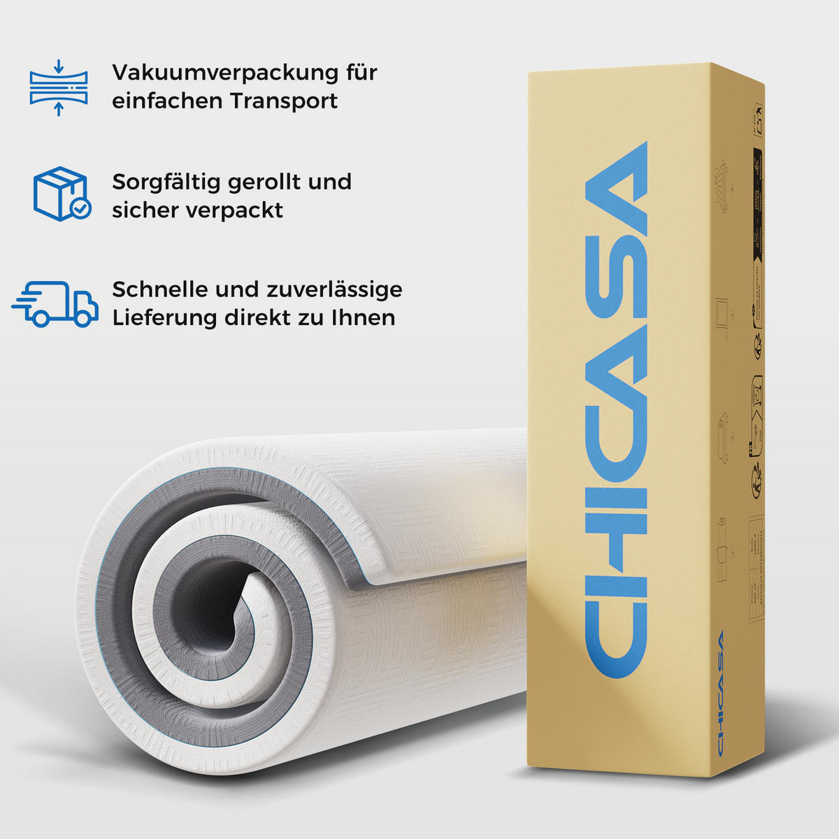 KALTSCHAUMMATRATZE H3/H4, 21cm, mit Memoryschaum - Weiß, Textil (180/200cm) - CHICASA