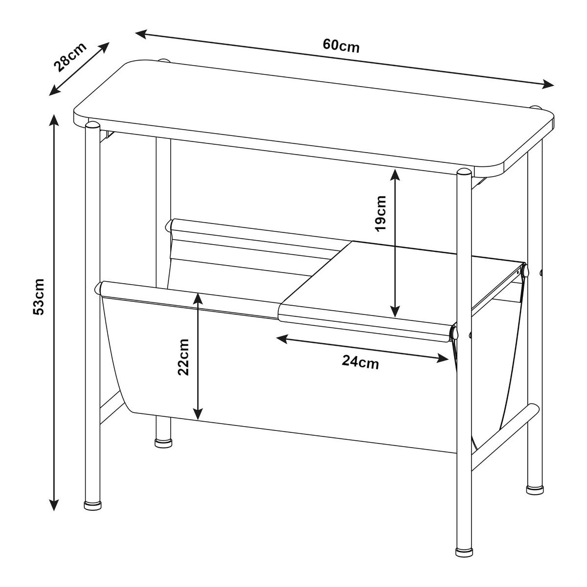 BEISTELLTISCH Samnanger - Schwarz/Grau, Holzwerkstoff/Textil (60/28/53cm) - [en.casa]