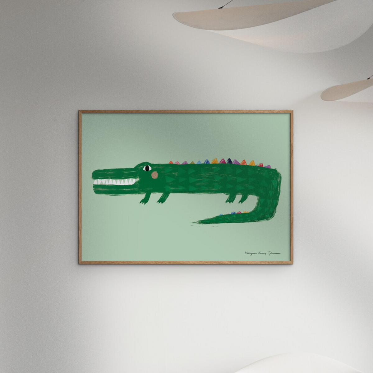 POSTER mit Rahmen Wild Apple - Crocodile - Eichefarben/Grün, Holz/Papier (50/70cm) - Poster&Frame