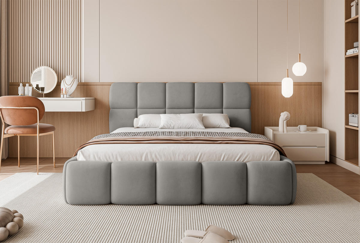 POLSTERBETT Mostar 160x200 cm, Dunkelgrau - Dunkelgrau, Textil (160/200cm) - Fedve