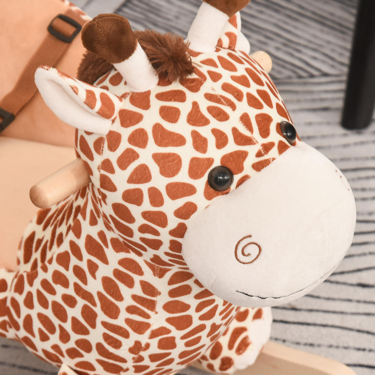 SCHAUKELPFERD DE-18226 Giraffe, Musikfunktion, Sicherheitsgurt Braun-Beige - Braun, Holz (33/45/60cm) - ComfortXL