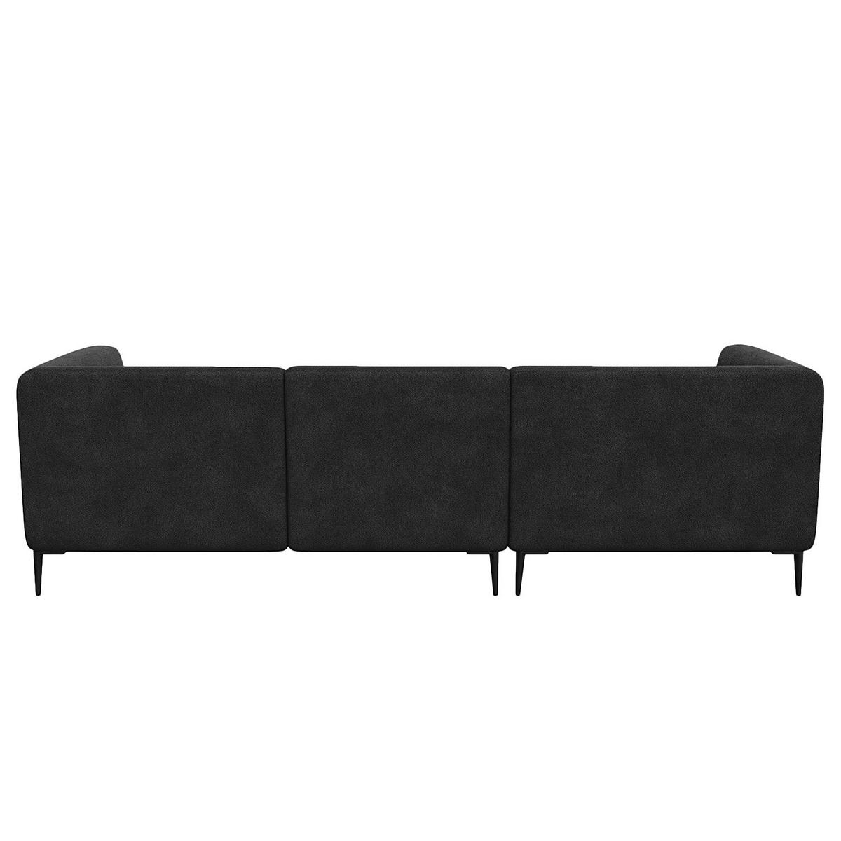 2,5-SITZER ECKSOFA mit Longchair - Anthrazit/Schwarz, Textil/Metall (271/148cm) - home24