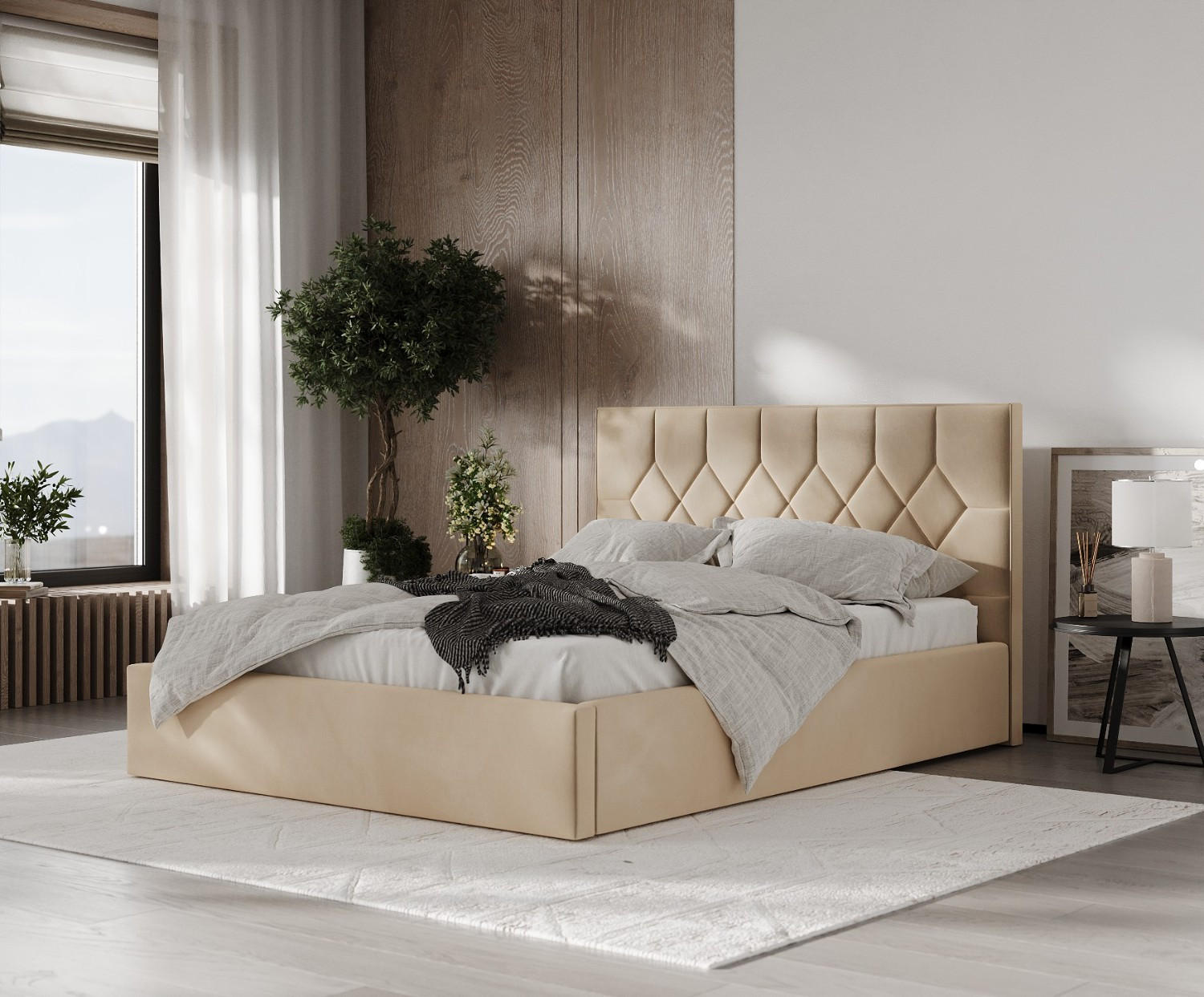 Thumbnail - AltaBeds Polsterbett, Beige, Textil, Buche, Kiefer, 160x200 cm, Oeko-Tex® Standard 100, Handmade in Europe, Schlafzimmer...