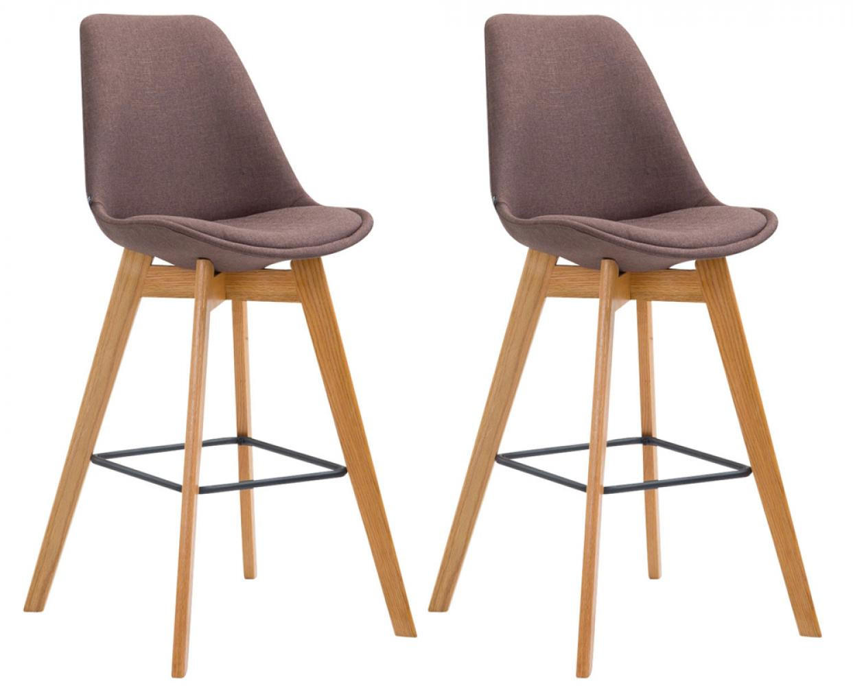 BARHOCKER 2er Set Stoff braun - Eukalyptusholzfarben/Braun, Holz/Textil (48/112/56cm) - CLP