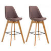 BARHOCKER 2er Set Stoff braun - Eukalyptusholzfarben/Braun, Holz/Textil (48/112/56cm) - CLP
