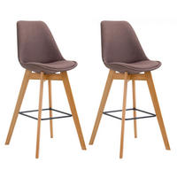 BARHOCKER 2er Set Stoff braun - Eukalyptusholzfarben/Braun, Holz/Textil (48/112/56cm) - CLP