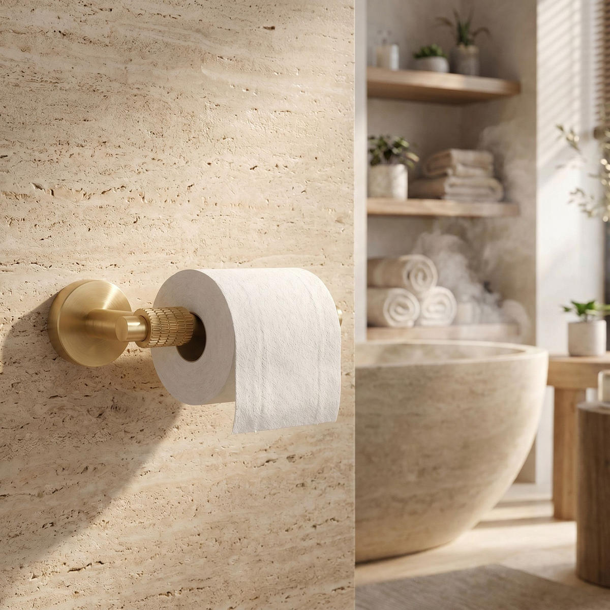 HALTER Für Toilettenpapier Rea 29105 Riwon Brush Gold - Goldfarben, Metall (16/5/8.5cm) - REA
