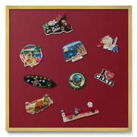 MAGNETTAFEL 50x50 cm Goldener Rahmen Burgunderrot - Kirschrot, Metall (50/50/0.4cm) - TULUP