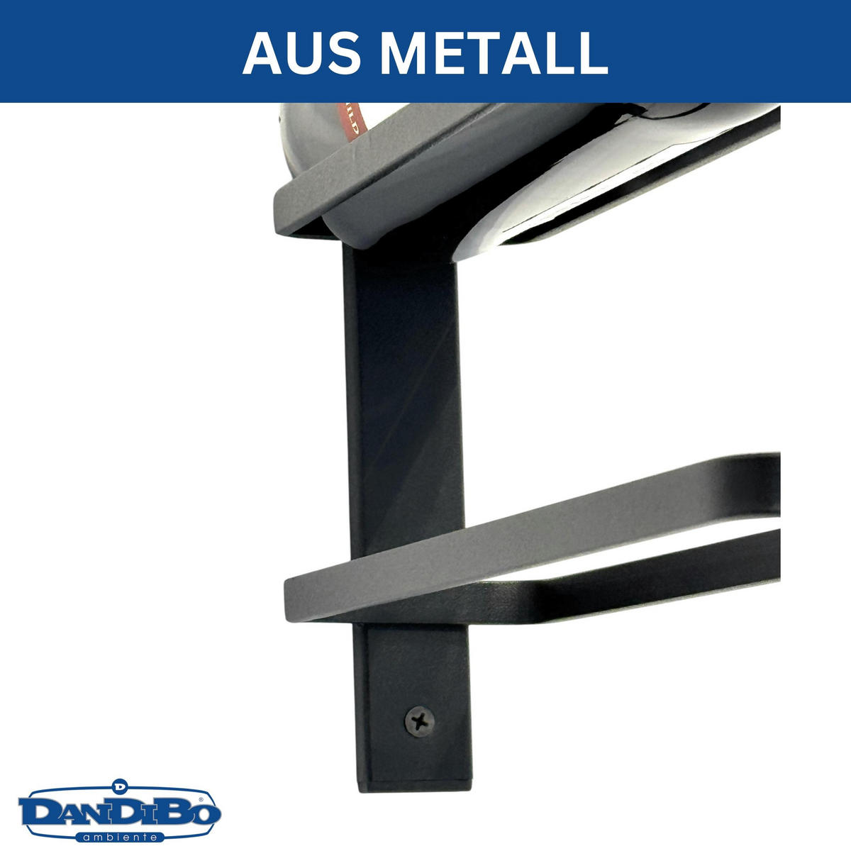 WEINREGAL Wand für 4 Flaschen Schwarz Metall 96638 - Schwarz, Metall (7.5/40/30cm) - DanDiBo