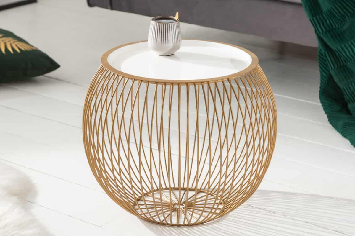 COUCHTISCH STORAGE rund Weiß 41cm - Weiß, Metall (41/41/33cm) - riess-ambiente