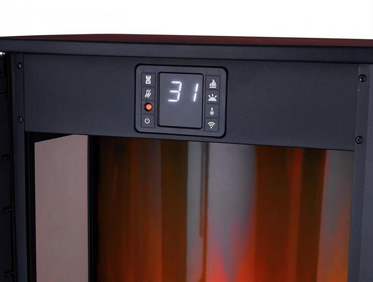 ELEKTROKAMIN Schwarz Bodenmodell mit integrierter Heizung 1800 W - Schwarz, Glas (44/75/35cm) - Purline