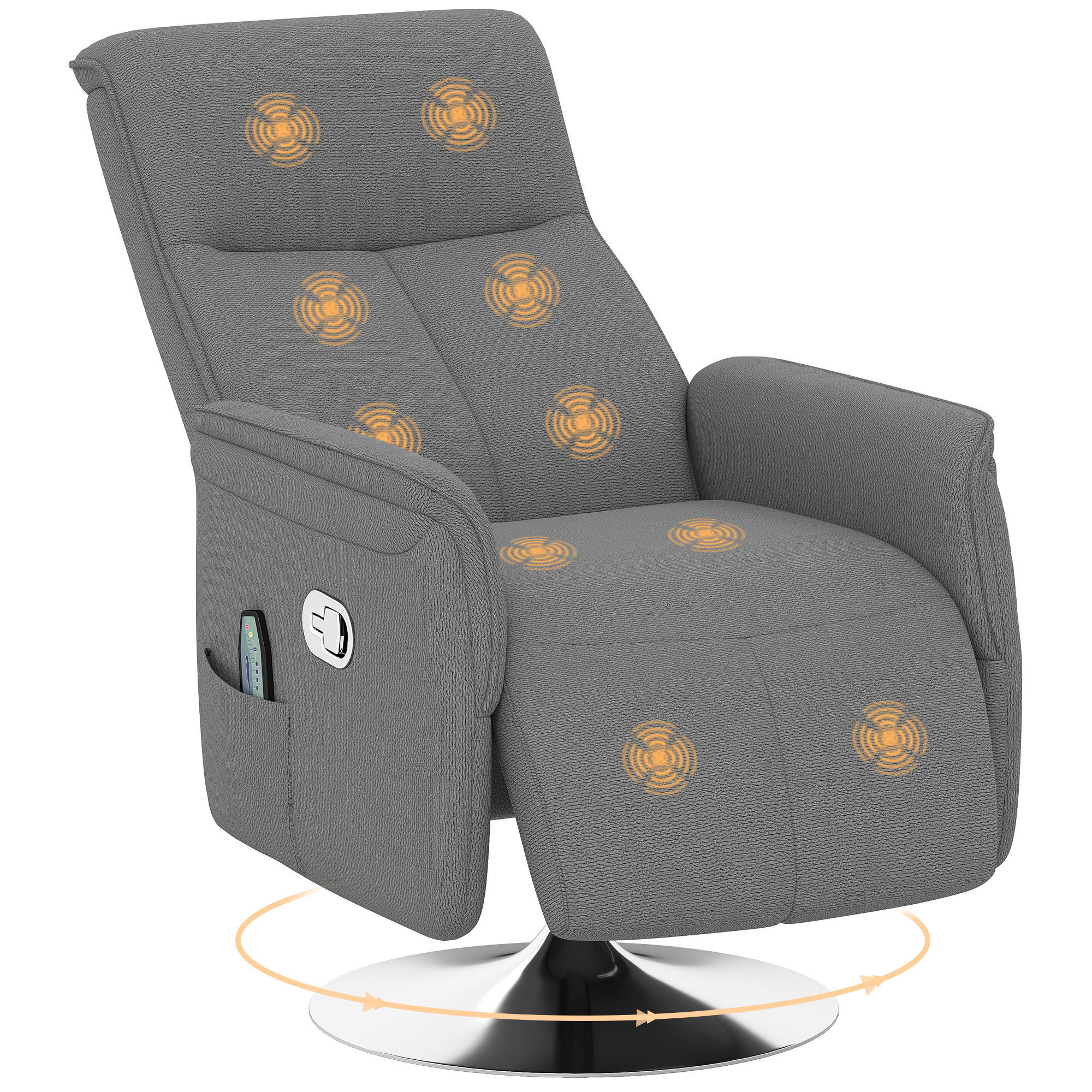 MASSAGESESSEL DE-15433 10 Massagepunkte mit 360° Drehung Grau - Grau, Metall (68.5/117/77cm) - ComfortXL