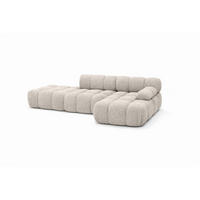 ECKSOFA L-Form Modular Mit Hocker, Bouclé-Stoff Abriamo, Beige, Rechts, Selia - Beige, Holz (285/160cm) - Kaiser Möbel