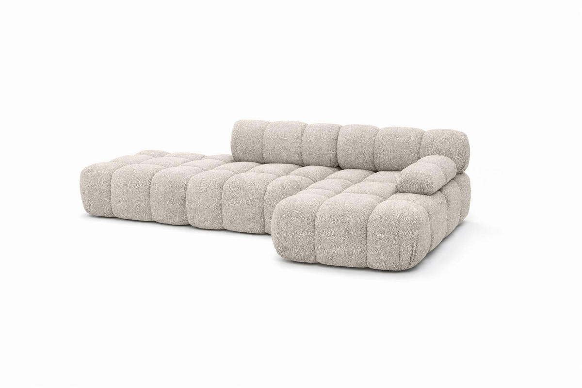 ECKSOFA L-Form Modular Mit Hocker, Bouclé-Stoff Abriamo, Beige, Rechts, Selia - Beige, Holz (285/160cm) - Kaiser Möbel