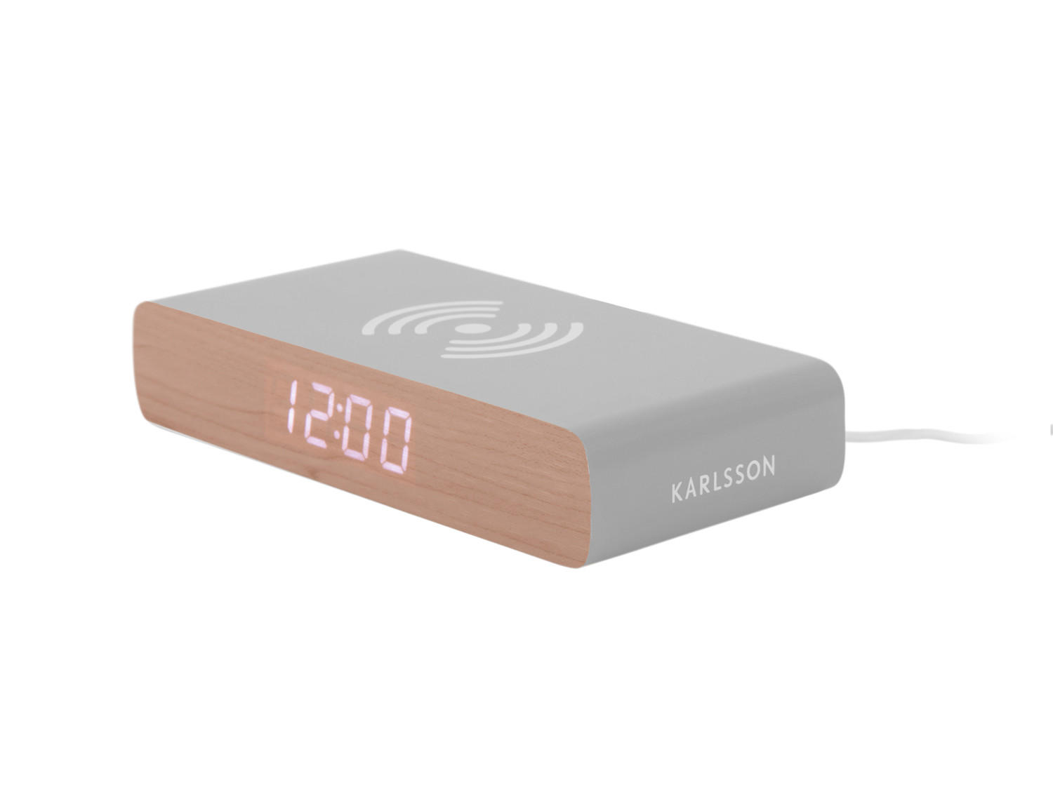 WECKER Retro Flat LED 16/7/3 cm - Grau, Holz (7/3/16cm) - Karlsson