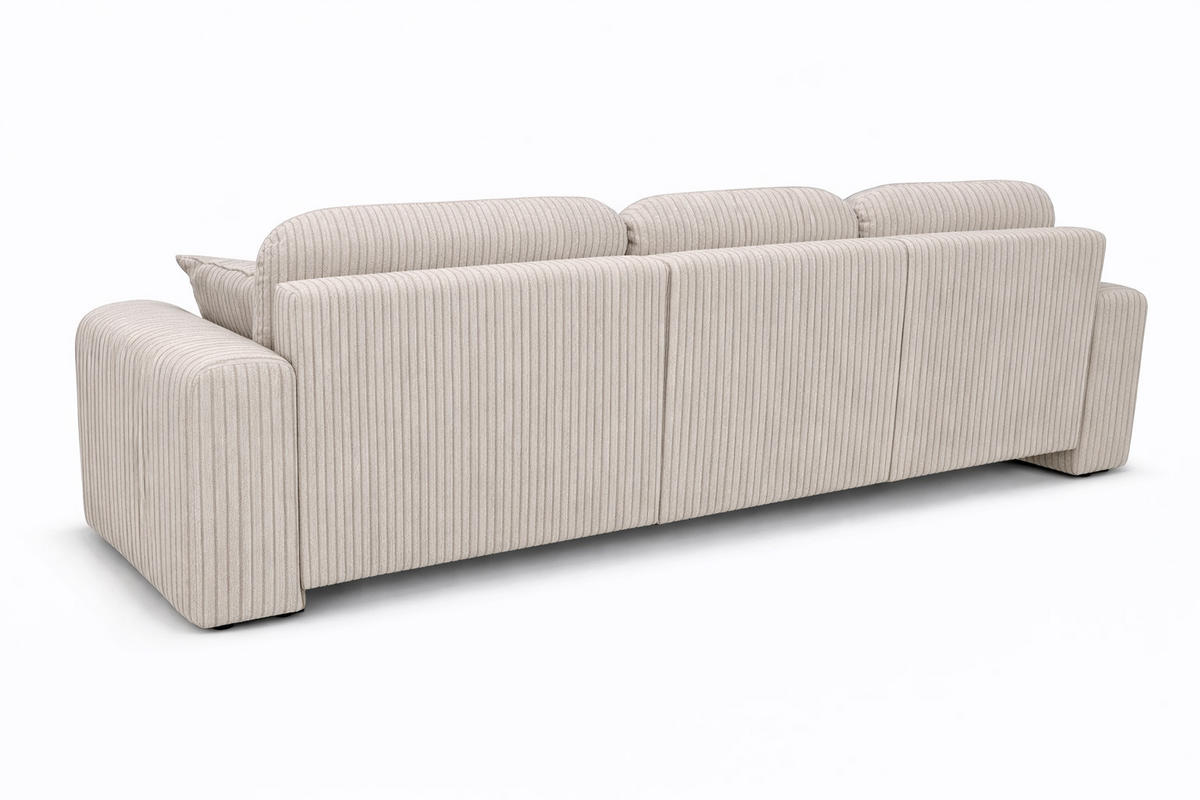 ECKSOFA Mit Schlaffunktion Und Bettkasten, Sofa L-Form Bingo L, Cordstoff Poso, Beige, Links - Beige, Holz (250/142cm) - Kaiser Möbel