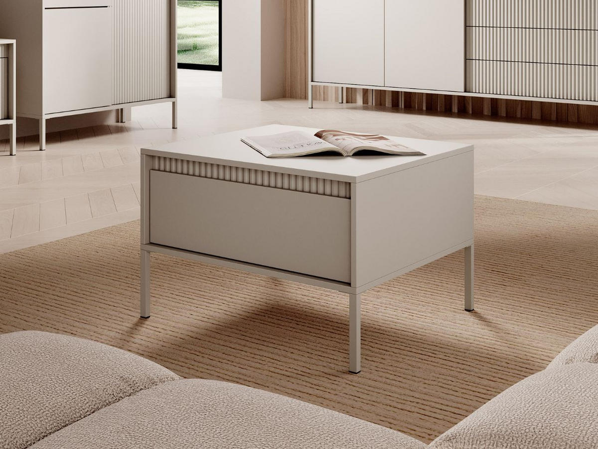 COUCHTISCH Beige 68/68/49 cm Sorano - Beige, Naturmaterialen/Metall (68/68/49cm) - Graingold