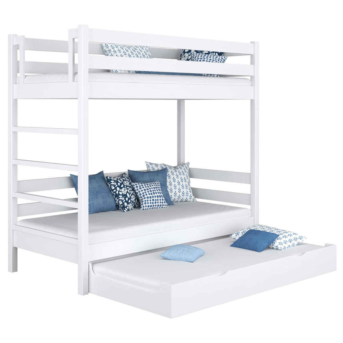 ETAGENBETT N03 mit Matratzenschublade Weiß 100/180 - Weiß, Naturmaterialien/Holz (100/180cm) - N-Wood