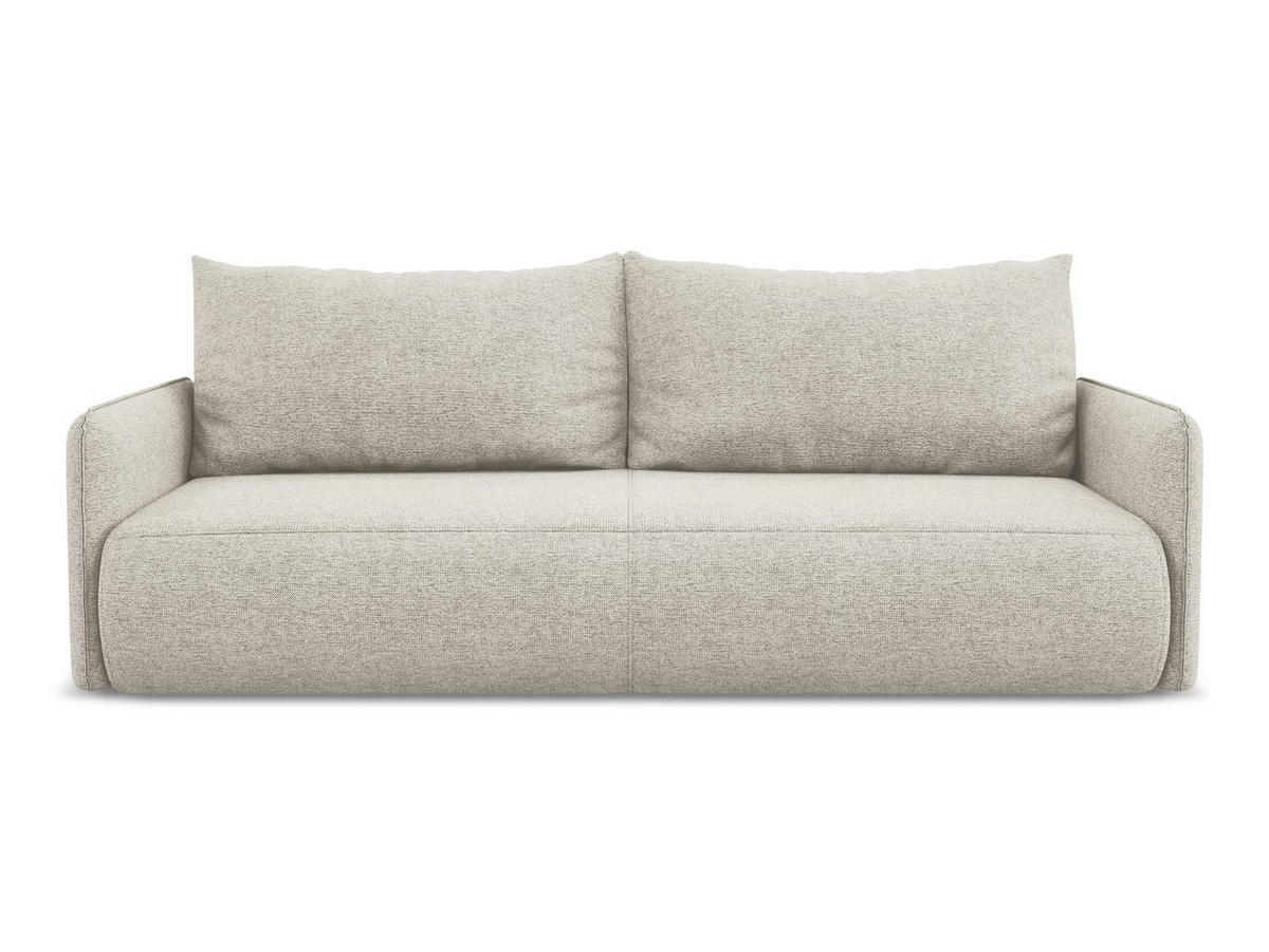 3-SITZER SOFA mit Schlaffunktion Chenille Stoff Grau - Silberfarben/Schwarz, Kunststoff/Textil (216/86/105cm) - Makamii