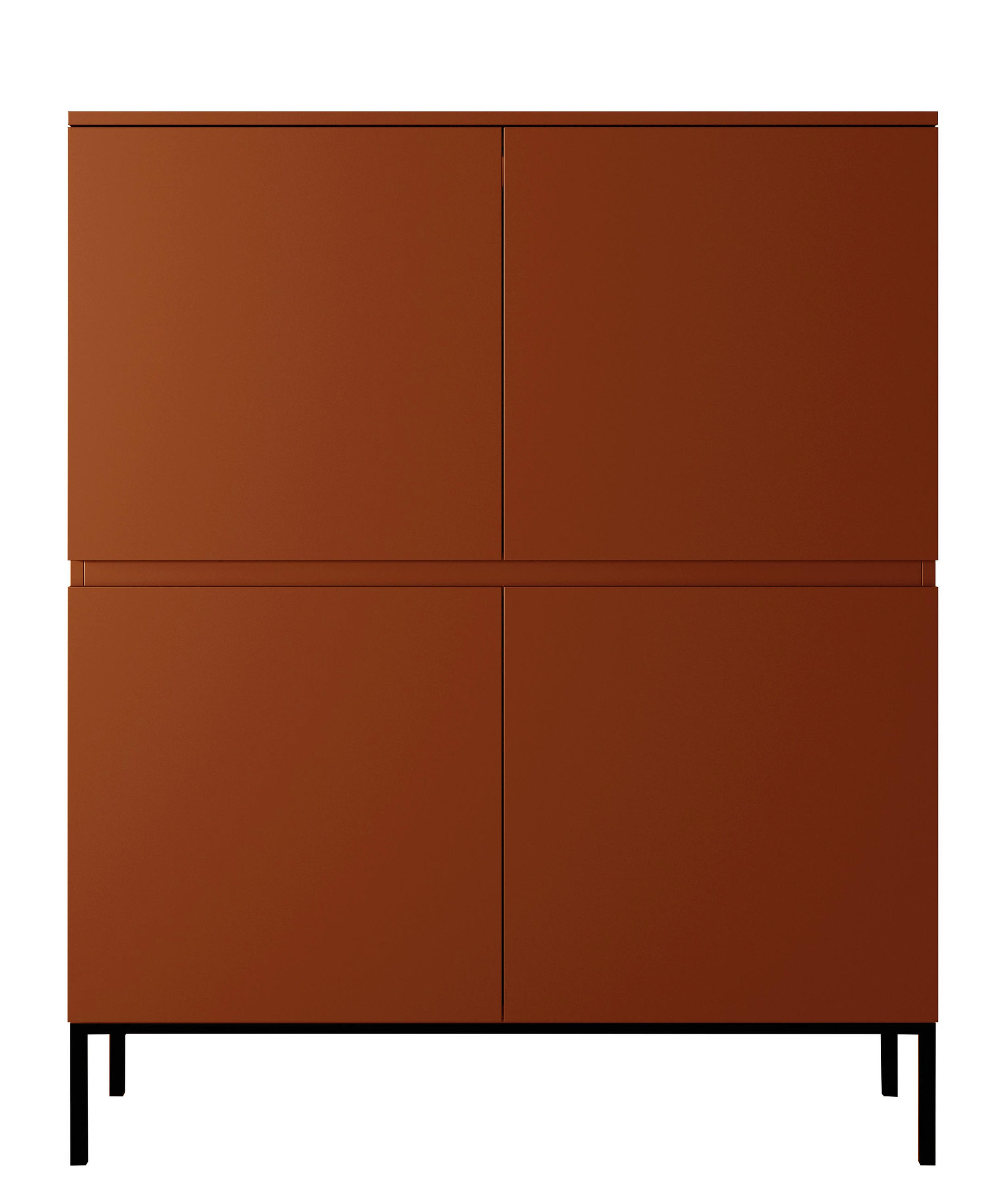 HIGHBOARD Bemmi Ziegelrot mit Metallbeinen 100 cm - Dunkelorange/Schwarz, Holzwerkstoff/Metall (100/122/35cm) - Selsey