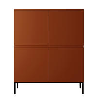 HIGHBOARD Bemmi Ziegelrot mit Metallbeinen 100 cm - Dunkelorange/Schwarz, Holzwerkstoff/Metall (100/122/35cm) - Selsey