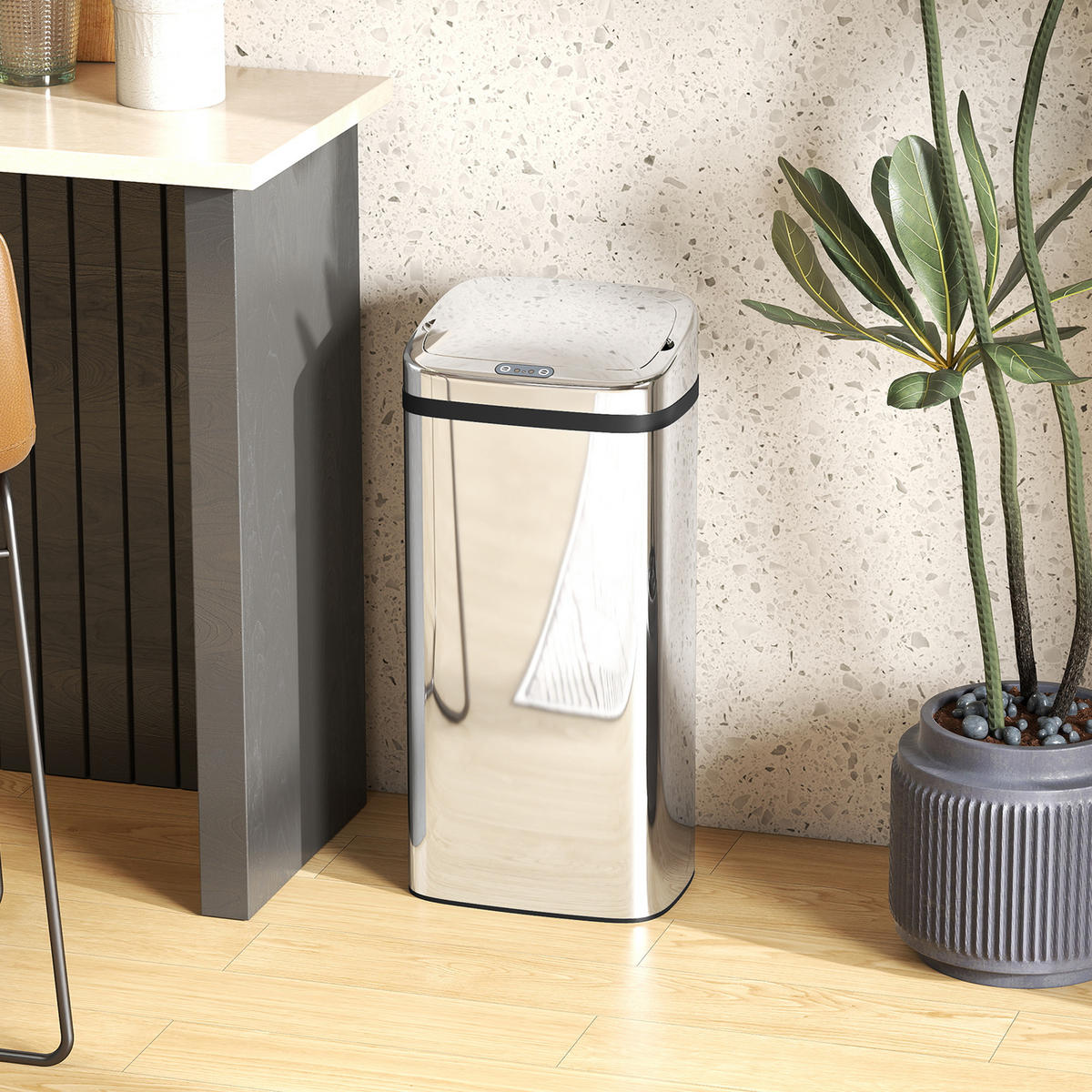 MÜLLEIMER SENSOR 40L Infrarot Automatik Edelstahl Silber 33/70/25 cm - Silberfarben, Metall (25/70/33cm) - Rolipo