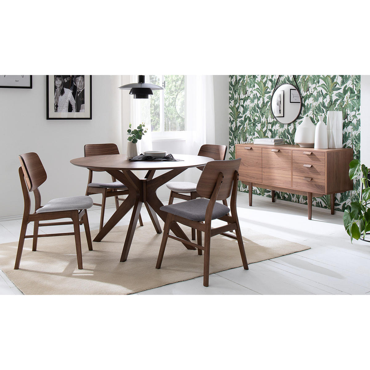 ESSTISCH - Gummibaum teilmassiv / Walnuss - Walnussfarben, Holzwerkstoff (120/120/75cm) - home24