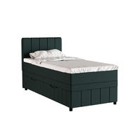 BOXBETT AVALON 90 x 200 cm mit Bettkasten und Topper - Dunkelgrün - Dunkelgrün, Holz - Panda Möbel