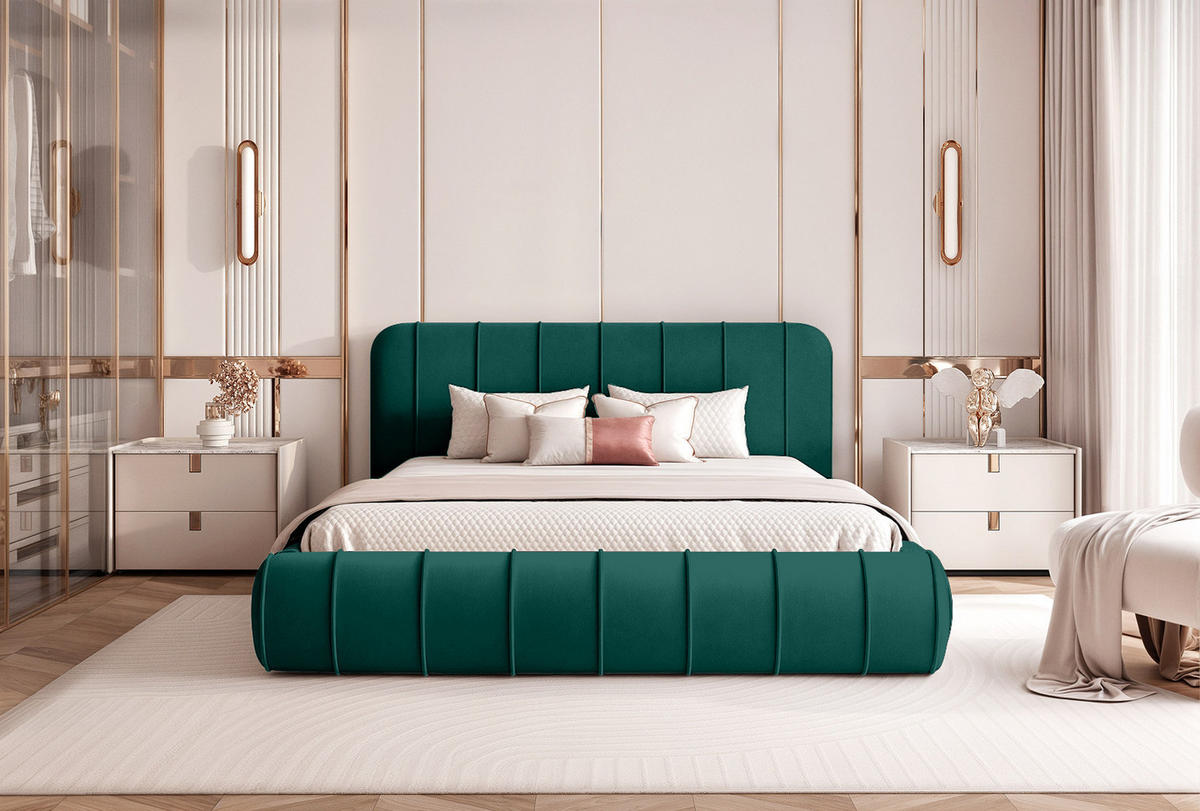 POLSTERBETT TIRO 200x200 cm, Grün - Grün, Textil (200/200cm) - Fedve