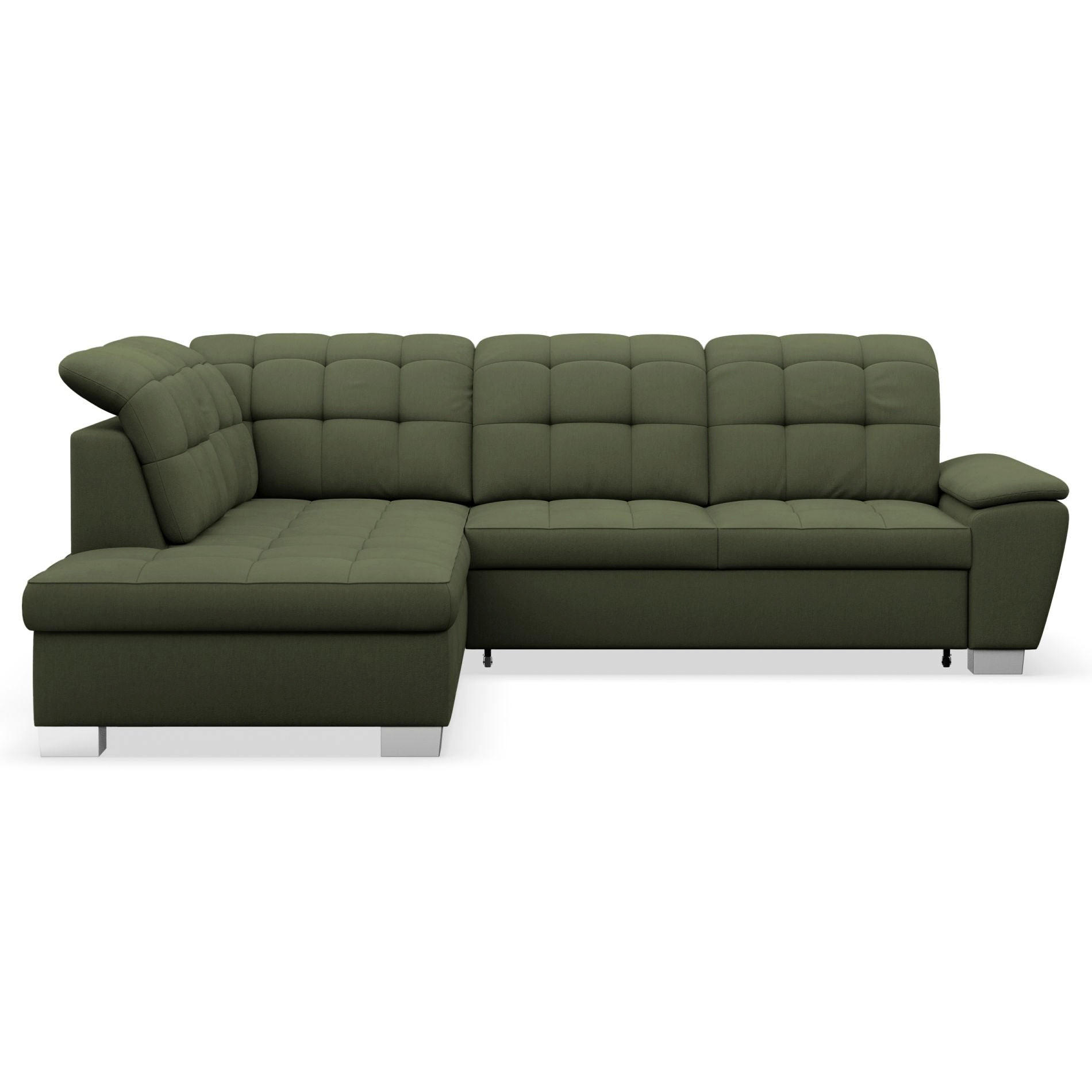 ECKSOFA Jamaal Khaki linksseitig - Schwarz/Grün, Textil (258/212cm) - Selsey