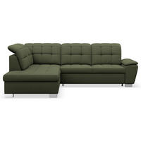 ECKSOFA Jamaal Khaki linksseitig - Schwarz/Grün, Textil (258/212cm) - Selsey