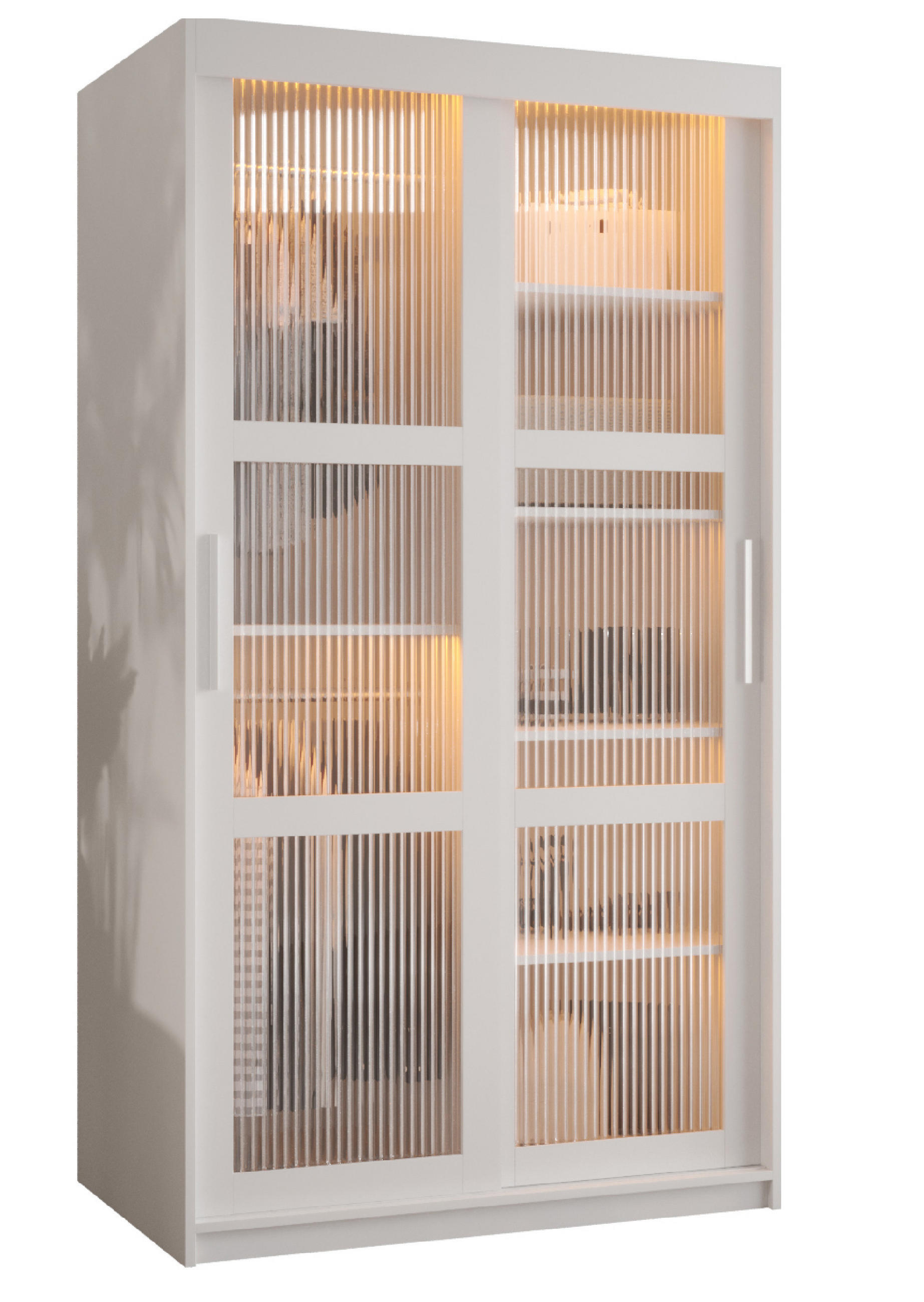 SCHWEBETÜRENSCHRANK 200/100/62 2-türig - Silberfarben/Weiß, Holz/Kunststoff (100/200/62cm) - Abiks Möbel